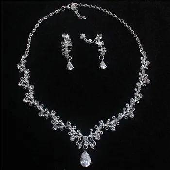 

Fashion AAA Zircon Delicate Bridal Jewelry Sets Choker Necklaces And Drop Earring For Woman Party Dress Wedding Accessories New