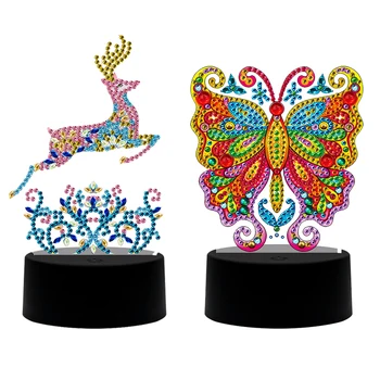 

5D DIY Special shaped Diamond Painting LED Light Pad Butterfly Deer Diamond Embroidery Night Lamp Rhinestone Animal Home Decor