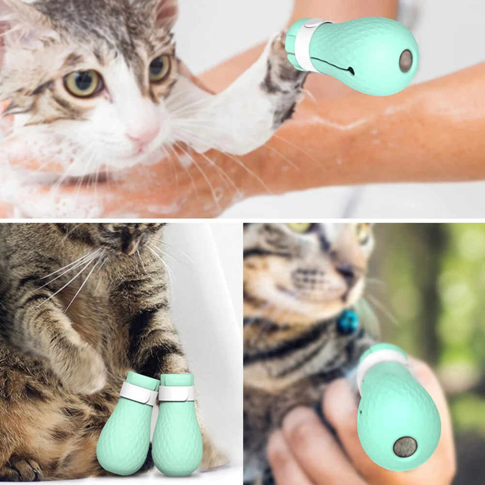 4 шт. регулируемые перчатки для домашних животных кошек Анти-Царапины сапоги обувь для ванной отделка ногтей