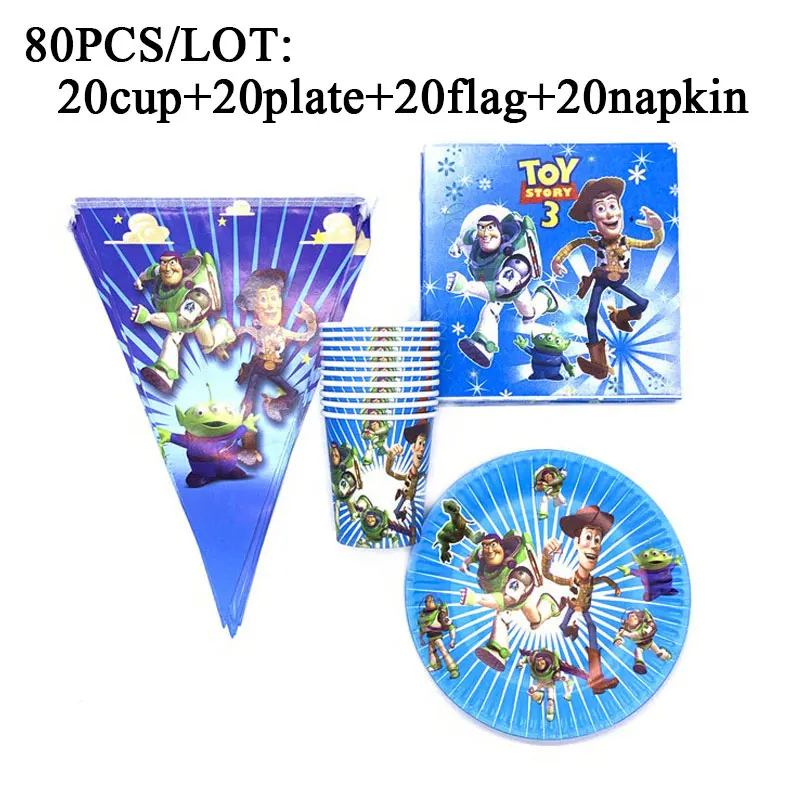 80 шт. мультфильм Дисней История игрушек баннеры Дети День рождения украшения