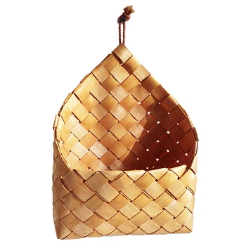 

Creative Fruit Picnic Sundries Basket Handmade Wooden Chips Woven Storage Basket Kitchen Debris Storage Diners Basket Organizer