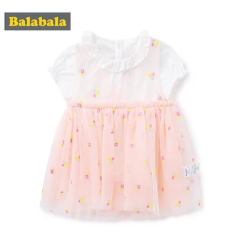 

Balabala Children clothing girls tide clothes baby short-sleeved baby clothes mesh dress short-sleeved T-shirt girl