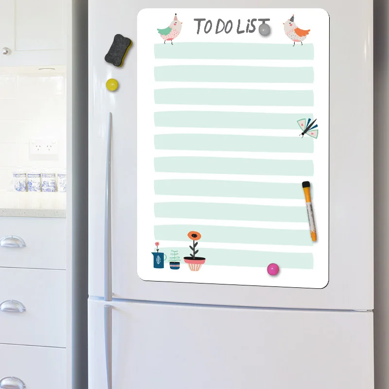 A4 Magnetic Weekly & Monthly Planner Whiteboard Fridge Magnet Flexible Daily Message Drawing Refrigerator Bulletin White Board