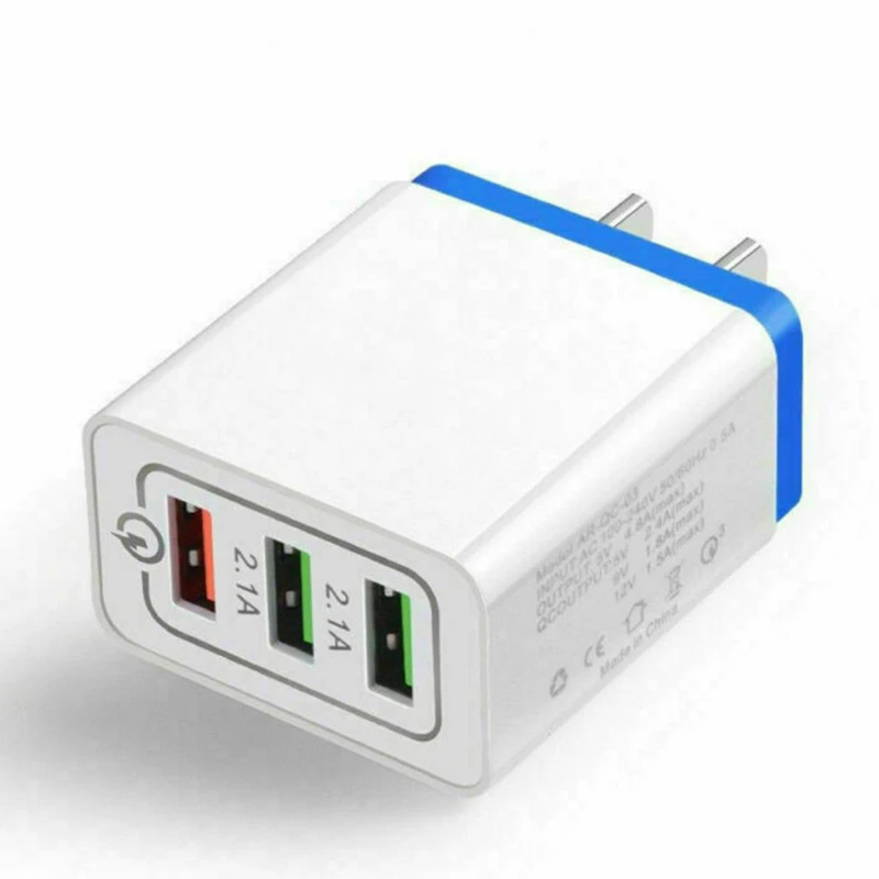 Быстро Зарядное устройство США/ЕС Подключите мобильный телефон QC 3,0 USB 3 порты, для сотового телефона для подключения к настенной быстро Зарядное устройство для зарядки для samsung Galaxy