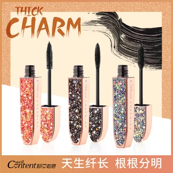 

Dazzling Sparkle 3D Fiber Mascara Thick Lengthening Curly Natural Makeup Effect Waterproof Long Lasting Quick dry with mirror
