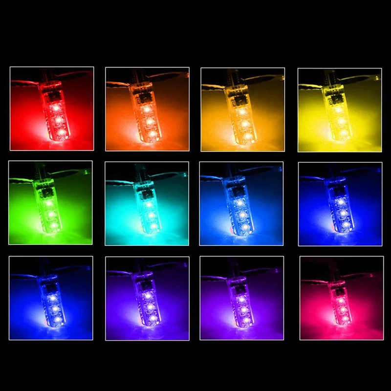 2x T10 6SMD 5050 RGB светодиодный автомобильный клиновидный боковой светильник лампа для чтения+ пульт дистанционного управления