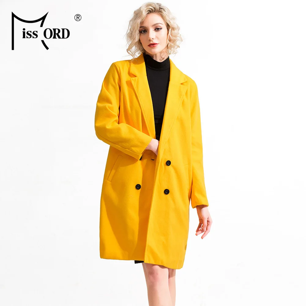 

Missord 2019 Autumn and Winter Long Sleeve Turn-down Collar Outfit Jacket Solid Color Women Button Outwear WT008