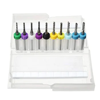 

10pcs 1.5-2.4mm Carbide End Mill Engraving Bits Multi Woodworking Hole Puned Hand Tools Metal Punching For Cnc Pcb Rotary Burrs