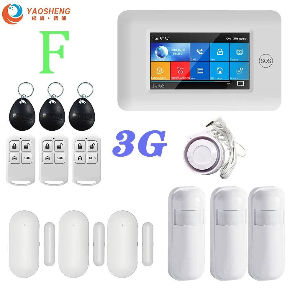 ring alarm wall mount YAOSHENG PG-106 3G GSM WIFI GPRS Wireless 433MHz Smart Home Security Alarm Systems APP Remote Control For IOS Android System touch screen keypad for alarm system Alarms & Sensors