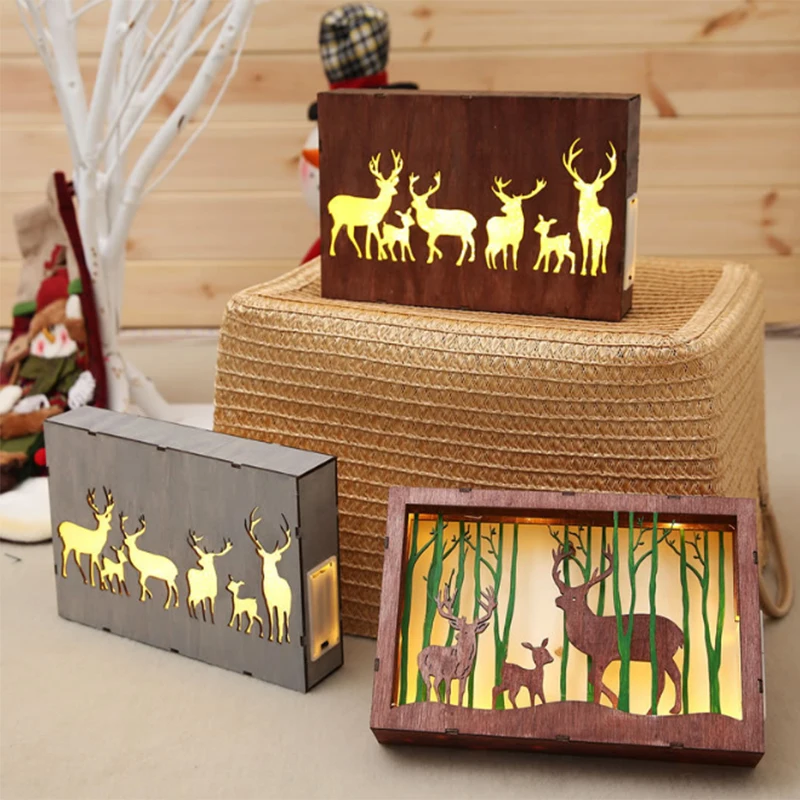 

Christmas Decoration LED Plaque Sign Christmas Deer Light Luminous Beautiful Outdoor Indoor Home Decor Wooden