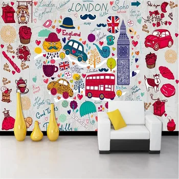 

milofi custom 3D London London style romantic cute cartoon background wall painting