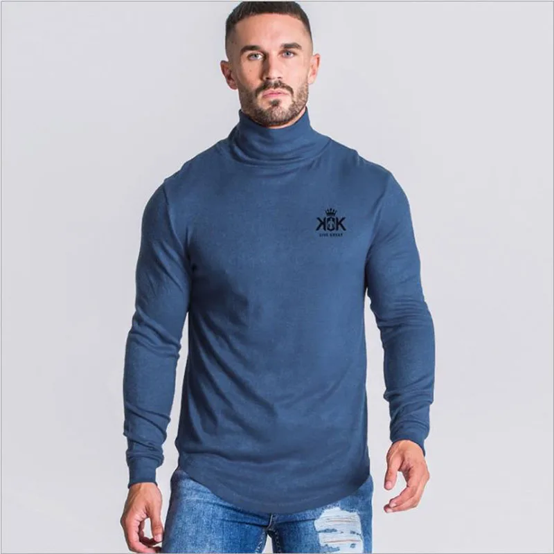 suéter de Otoño Invierno para hombres, Джерси, Повседневное de Цвет твердых de cuello alto para hombres, pulóveres de algodón de p