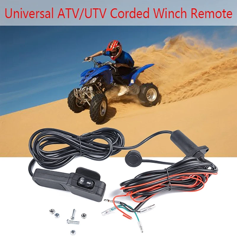 Универсальный черный 12V Atv/Utv лебедка Проводная дистанционный кулисный переключатель 11 дюймов водонепроницаемый
