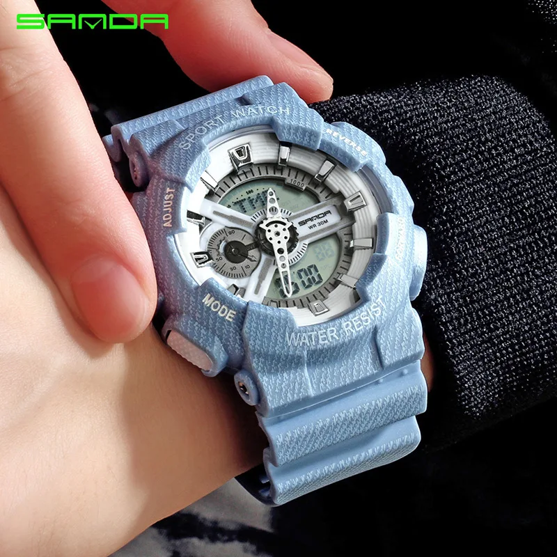 ORIGINAL  SANDA New Elegant Women Men Quartz Led Digital Watches Couple Luxury Business Sport Style Fashion W