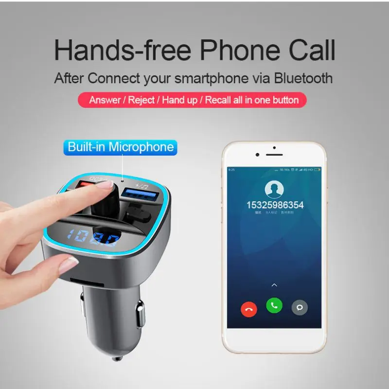 Автомобильный mp3 плеер экран дисплея Aux модулятор Handfree Горячая QC3.0 Bluetooth 5,0 fm-передатчик комплект беспроводной связи Bluetooth для автомобиля
