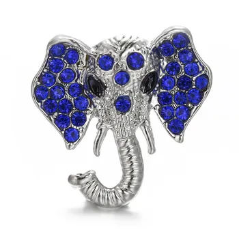 

20pcs full crystal lovel Elephant Snap Buttons blue Rhinestone Stone Buttons Fit 18mm/20mm DIY Snap Bracelet Buttons