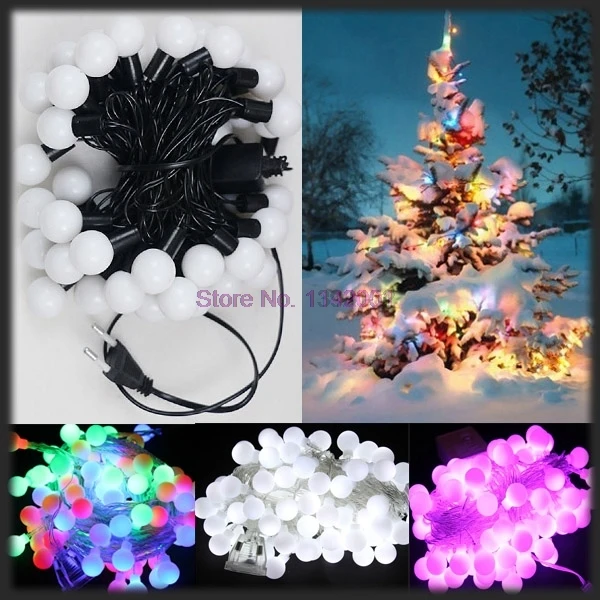 100 pieces 5M 220V LED String Lights Garland Globe Festoon Ball Lamp Wedding Wall Outdoor Party Decoration Christmas Holiday | Лампы и