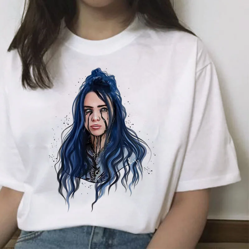 Billie eilish Футболка женская хип-хоп топы Новая забавная модная футболка harajuku ulzzang 90s гранж уличная футболка Повседневная Женская - Цвет: 21528