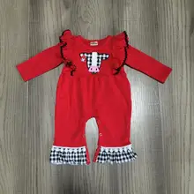 Новое поступление; красная клетчатая осенне-зимняя эксклюзивная Одежда для маленьких девочек; Милый хлопковый Модный комбинезон-пачка с оборками для малышей