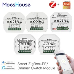 Tuya ZigBee 3.0 Smart Light Switch Relay Module 1/2/3 Gang Smart Life/Tuya App Control, Works with Alexa Google Home Yandex