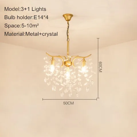 3 lights D50CM Современная хрустальная люстра в скандинавском стиле, светильник для столовой, люстра в стиле арт-деко, светильник для гостиной, подвесной светильник для помещений - Цвет абажура: 3 lights D50CM