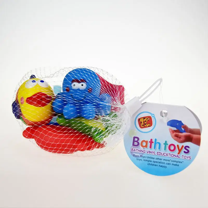 Морские животные Плавающие Игрушки Виниловые водные ванны белки для ребенка(набор из 6