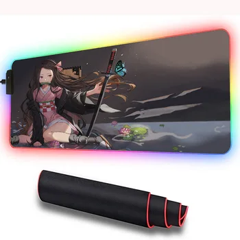 

Anime Demon Slayer Kimetsu No Yaiba Butterfly Gaming RGB Large Mouse Pad Computer Big Mousepad Led Backlight Keyboard Desk Mat