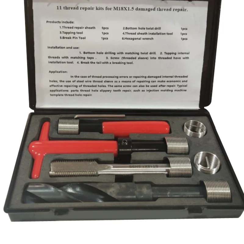 

11Pcs Thread Rethread Helicoil Repair Kit Set Coil Tool Metric M18 * 1.5
