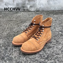 Новинка года; дизайнерская мужская обувь в винтажном стиле из натуральной коровьей кожи с крыльями; Goodyear; красные мужские ботинки; мотоботы