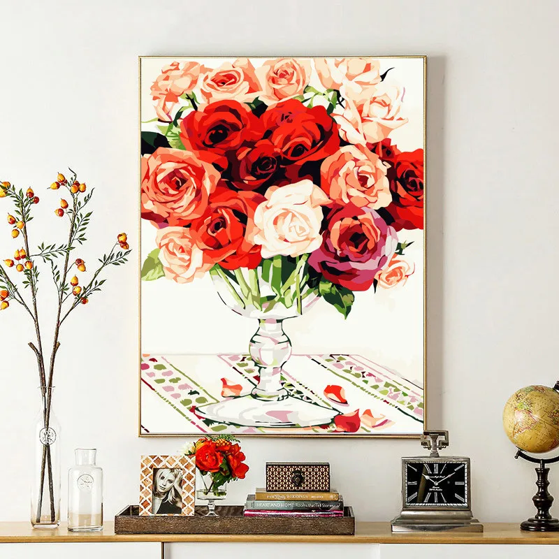 Painting By Numbers for Adults Canvas Cotton Classical Craft Kit Flower Coloring Home Decoration on The Wall Original Gifts | Дом и сад
