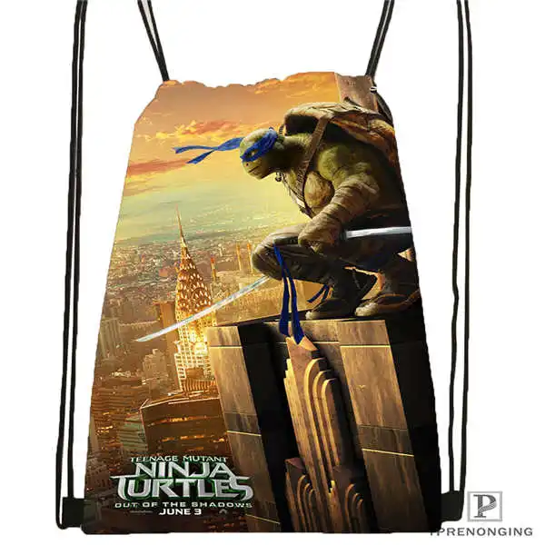 Drawstring Backpack Пользовательские Черепашки-ниндзя, походная сумка на шнурке, милый рюкзак для детей(черная спинка) 31x40 см#180531-03-16 - Цвет: Drawstring Backpack
