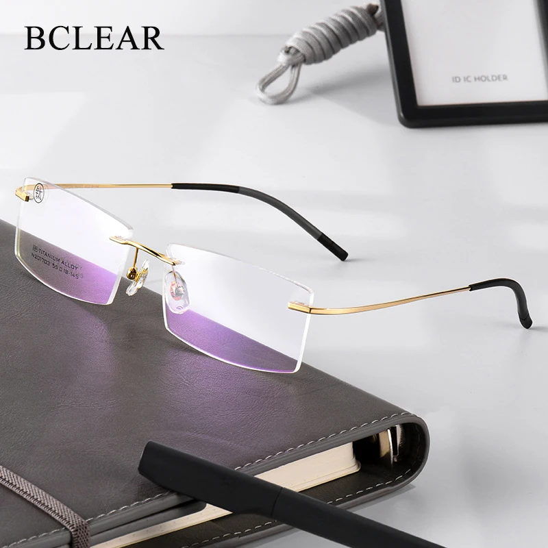 KLAR Optische Mode Randlose Brille Rahmen Speicher Titan Brillen Rezept Ultraleicht Flexible Rahmen Hohe Qualität Neue