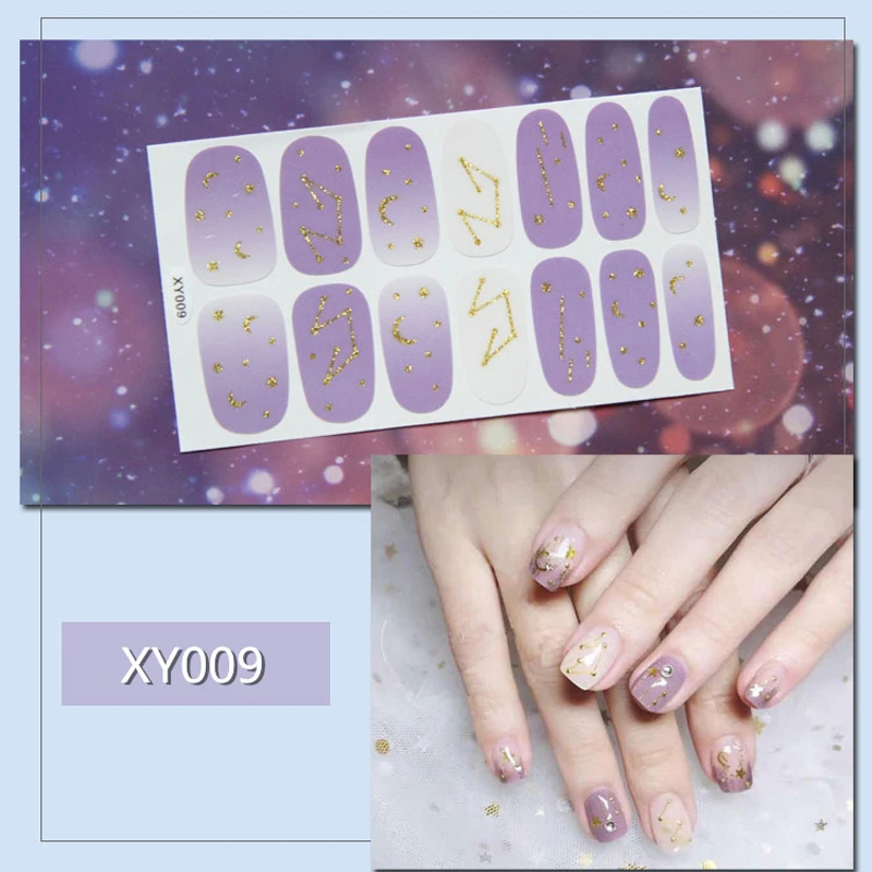 XY009 14 типсов/лист снежинка для ногтей Наклейка Высокое качество маникюр ногтей DIY Аппликация Серебряный Белый Снежинка звезда Стразы - Цвет: XY009