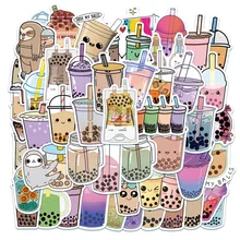 Autocollant bulle de thé Graffiti en PVC, étiquette flocons, accessoires de Scrapbooking, pour téléphone, pour enfant, 50 pièces