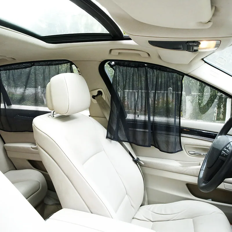 

2 Pcs Car Window Sunshade Curtain Car Mesh Cloth UV Protection With Suction Cups Breathable Interior Curtain For Car Accessories
