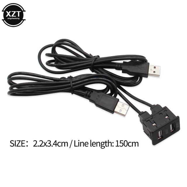 Auto Universal Dual Unterputz zwei USB-Anschluss Verlängerung kabel Kabel  Montage platte USB 2,0 Kabel adapter 150cm - AliExpress