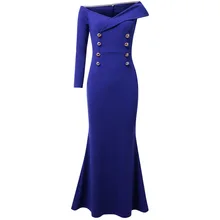 Сексуальное длинное черное вечернее платье с v-образным вырезом, женское элегантное вечернее платье с открытыми плечами для особых случаев, пуговицы, тонкое платье русалки