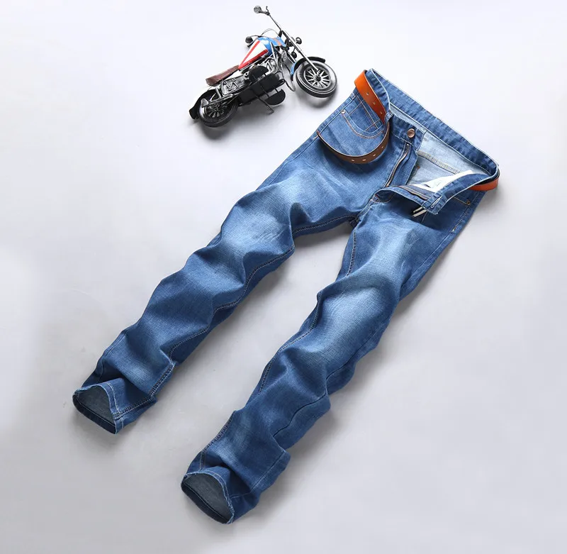 008 Light blue Новые синие и темно-синие и черные классические мужские прямые джинсы, деловые Повседневные Классические брендовые Узкие хлопковые джинсовые штаны - Цвет: 008 Light blue