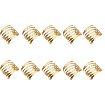 

10Pcs Hotel Napkin Ring Napkin Holder Metal Napkin Buckle Christmas Wedding Party Gold Napkin Circle Banquet Dinner Table Decora