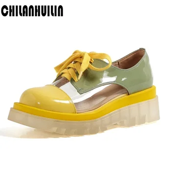 

smile heel pumps woman new fashion casual dress shoes women spring autumn concise platform lace-up wedges pumps sewing shoes