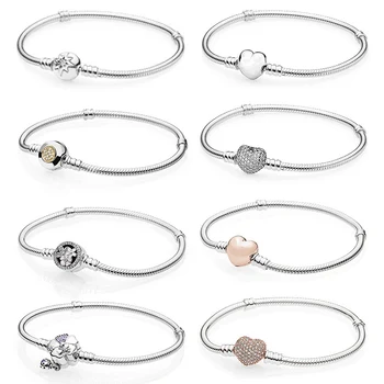 

PDB SL 04 100% 925 pure silver carat logo heart bracelet shop surface clear bracelet fit charm beads poetic bracelet