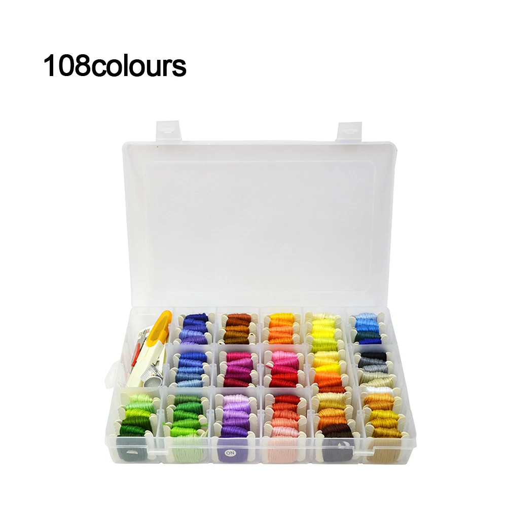 

New Tosnail 100 Colors Embroidery Floss Cross Stitch Thread Friendship Bracelets Floss with Organizer Storage Box-Sewing Tools