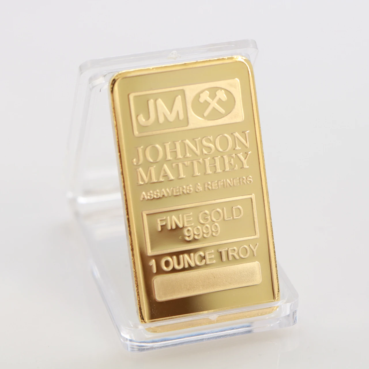 Non magnetic The Johnson Matthey JM bullion coin brass core 24K gold plated ingot badge decoration bar | Дом и сад