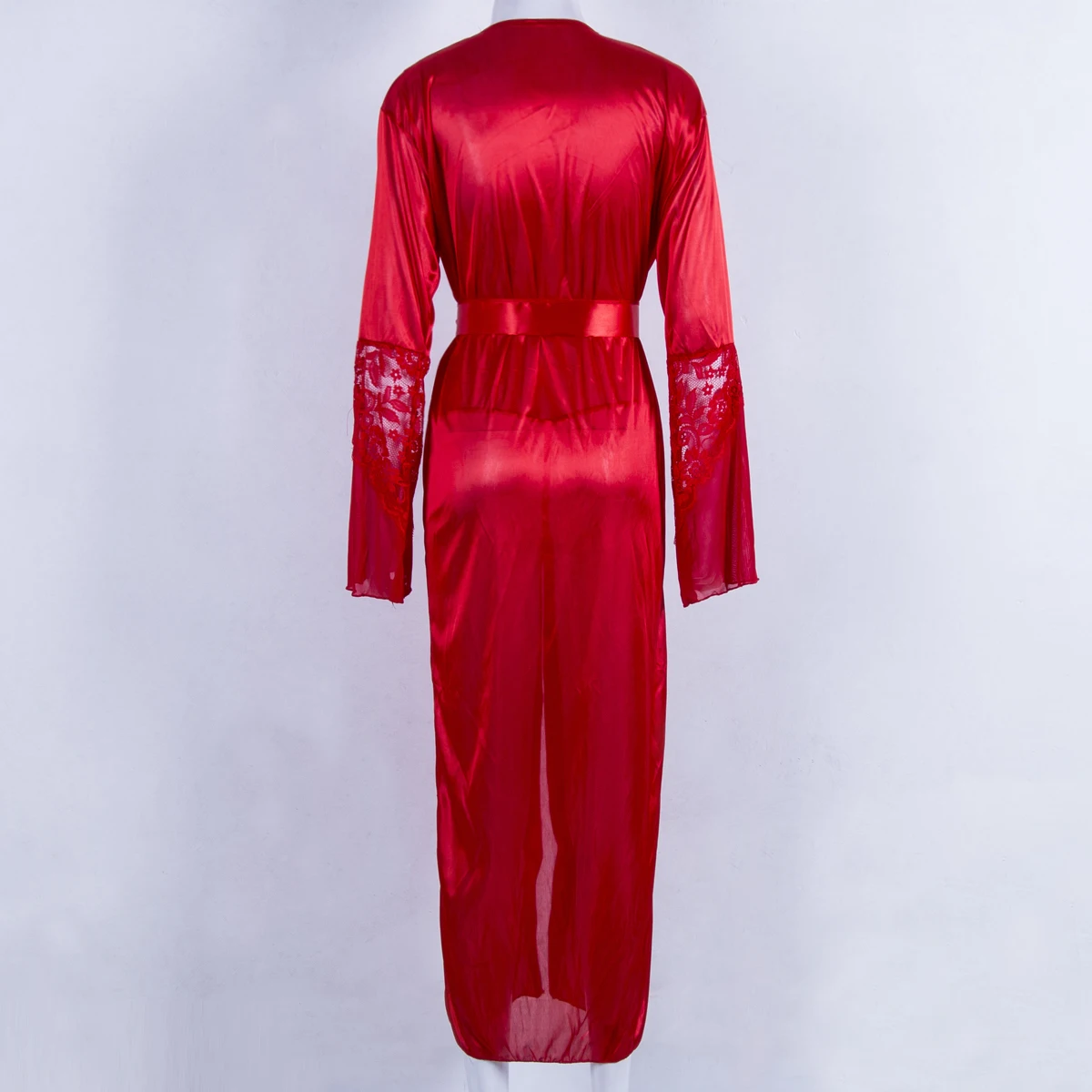 Сексуальное женское тонкое Дамское белье атласное шелковое кружевное Лоскутное Платье Халаты стринги длинное Белье для сна кимоно халат с поясом