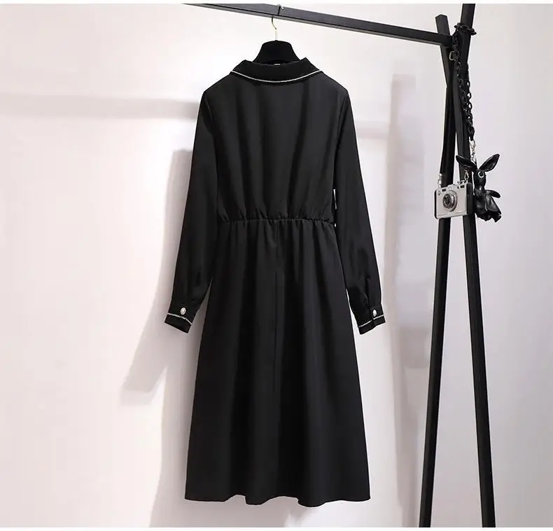 5XL 6XL, большой размер, Осеннее Повседневное платье, женское платье с длинным рукавом размера плюс, однотонное платье на пуговицах, офисное платье для женщин, платье большого размера