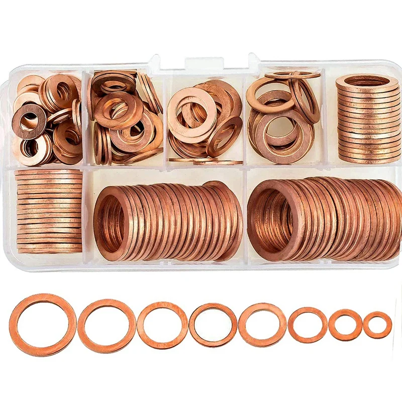 150pcs 8 Sizes Copper Metric Sealing Washers Assortment Set for sale online 