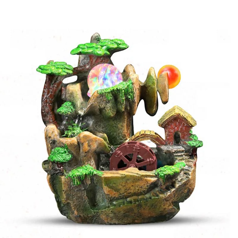 110 В/220 В Lucky Rockery фонтан для офиса Настольные Украшения водопад крытый фонтаны фэн-шуй домашний декор фигурки ремесла