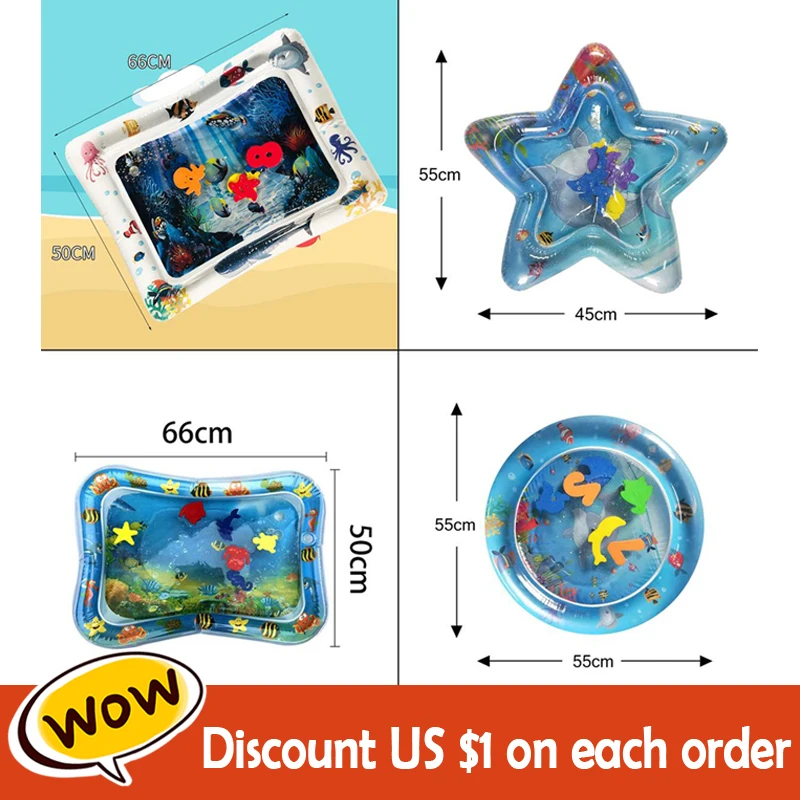 Детский водный игровой коврик, животик, игрушки для новорожденных, игровой коврик, ПВХ, для малышей, забавная активность, надувной коврик, детские игрушки, ковер для морского мира