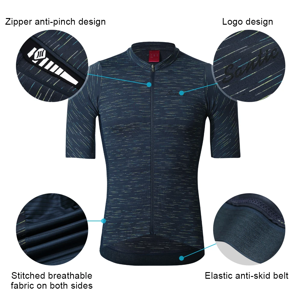 Мужская велосипедная майка Santic Pro Fit Спортивная дышащая Светоотражающая на