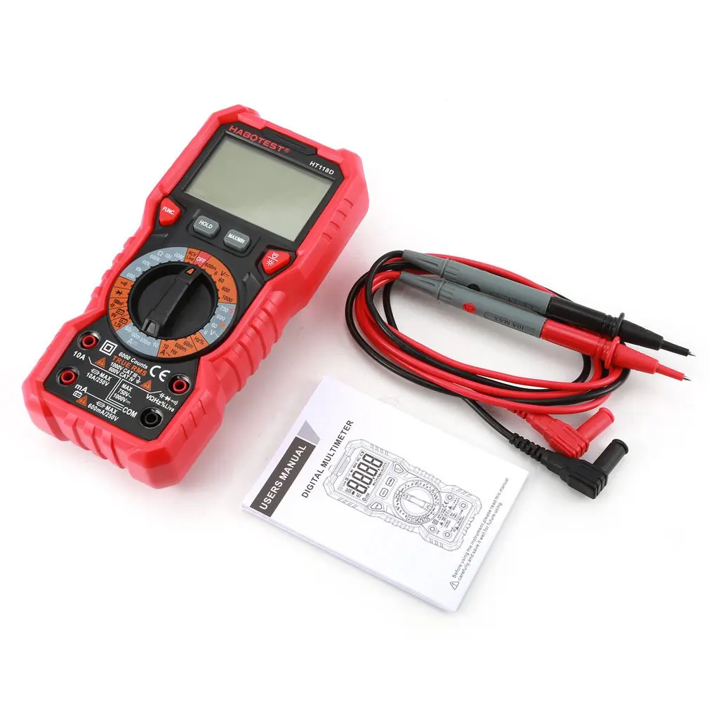 HT118D Цифровой мультиметр HT118A HT118C HT118D Подсветка Зуммер AC DC Амперметр Вольтметр Ом измеритель температуры Удержание данных батарея тест - Цвет: HT118D